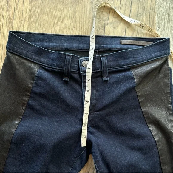 Rag & Bone Navy Leather Side Denim Jeans 28 - Picture 4 of 12